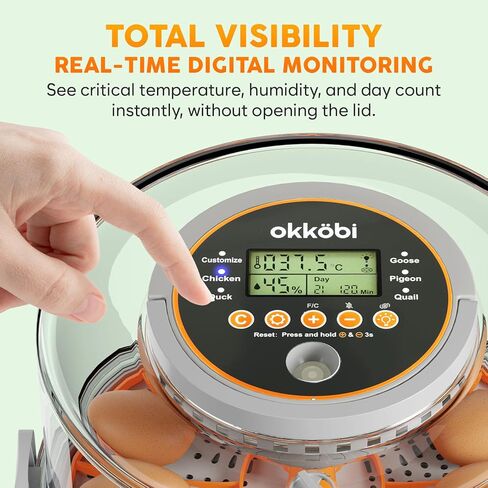 12 Egg Incubator with Automatic Egg Turning and Humidity Control – Temperature Adjustment – incubators for Hatching Eggs – Built-in Egg Candler – Incubadora de Huevos de Gallina – Easy to Use in Saudi Arabia
