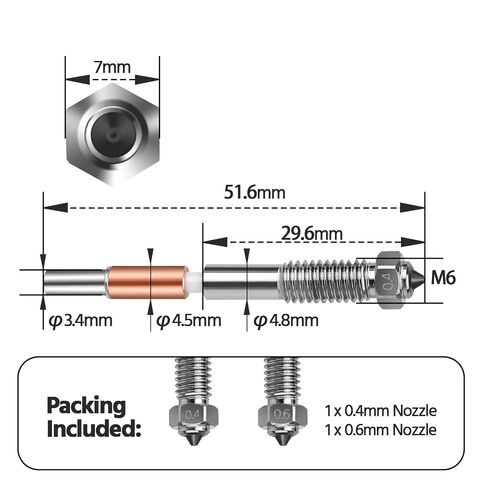 0.4 مم 0.6 مم Plus4 فوهة ثنائية المعدن لـ QIDI، فوهة Hotend الطارد المتداخلة سريعة التبديل لـ QIDI Plus 4 in Kuwait