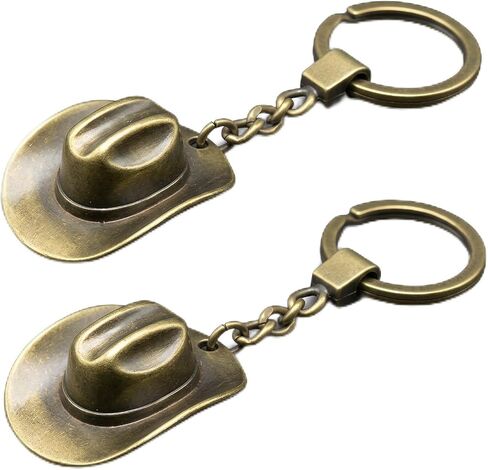 2 PCS Cowboy Hat سلسلة المفاتيح المعدنية للرجال محفظة حقيبة الظهر ، حامل المفتاح ، سلسلة المفاتيح الغربية ، سلاسل المفاتيح الرئيسية للسيارة ، رعاة البقر القبعة هالوين ديكور in Kuwait
