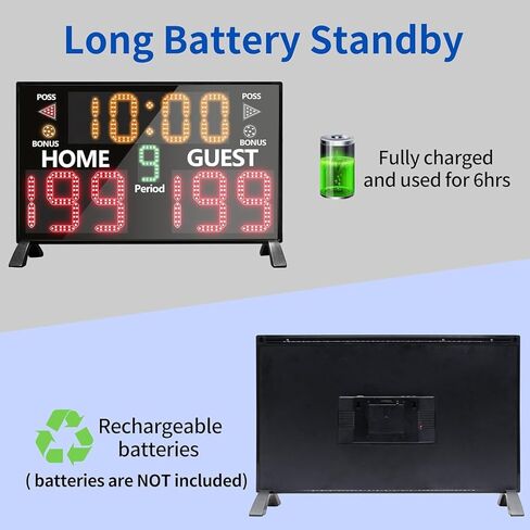 YZ Bigger LED Digital Scoreboard, Portable Scoreboard Basketball with Timer Clock, Electronic Scoreboard with Remote, Tabletop Scoreboard Clock, Score Keeper for Outdoor Game in Saudi Arabia