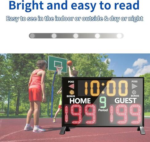 YZ Bigger LED Digital Scoreboard, Portable Scoreboard Basketball with Timer Clock, Electronic Scoreboard with Remote, Tabletop Scoreboard Clock, Score Keeper for Outdoor Game in Saudi Arabia