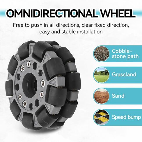 Omni Wheel Replacement, 100mm Double Plastic Omni Directional Wheel Loading 20KG Accessories for Platform Robotic Kit 14049 in Kuwait
