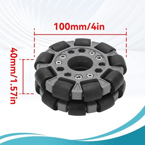 Omni Wheel Replacement, 100mm Double Plastic Omni Directional Wheel Loading 20KG Accessories for Platform Robotic Kit 14049 in Kuwait