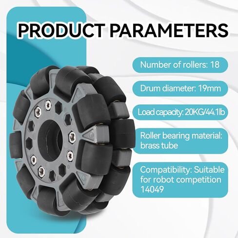 Omni Wheel Replacement, 100mm Double Plastic Omni Directional Wheel Loading 20KG Accessories for Platform Robotic Kit 14049 in Kuwait