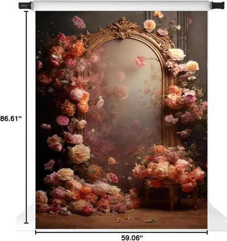 Kate Flower Frame Photo Backdrop Floral Portrait Photography Background Professional Photographic Studio Photoshoot Props,5x7ft in Kuwait