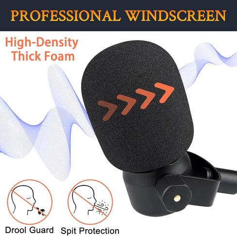 SOULWIT 2Pcs Microphones Pop Filter for RØDE(Rode) PodMic Cardioid Dynamic Broadcast, Protective Mic Cover Windscreen Foam - Black in Saudi Arabia