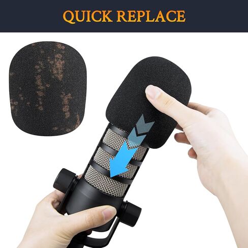 SOULWIT 2Pcs Microphones Pop Filter for RØDE(Rode) PodMic Cardioid Dynamic Broadcast, Protective Mic Cover Windscreen Foam - Black in Saudi Arabia