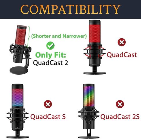 SOULWIT Microphones Pop Filter for HyperX QuadCast2 – USB (Does Not Fit QuadCast 2S), Protective Mic Cover Windscreen Foam - Black in Saudi Arabia