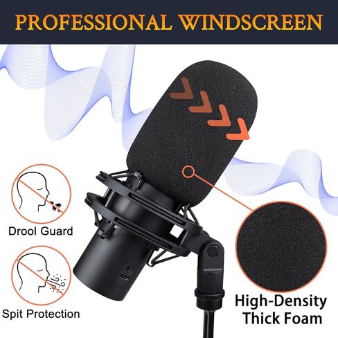 SOULWIT Microphones Pop Filter for HyperX QuadCast2 – USB (Does Not Fit QuadCast 2S), Protective Mic Cover Windscreen Foam - Black in Saudi Arabia