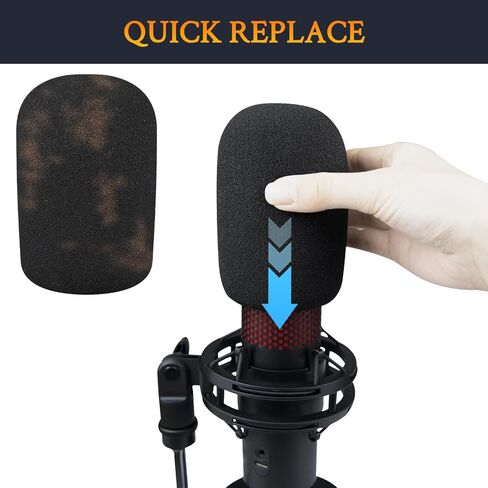 SOULWIT Microphones Pop Filter for HyperX QuadCast2 – USB (Does Not Fit QuadCast 2S), Protective Mic Cover Windscreen Foam - Black in Saudi Arabia