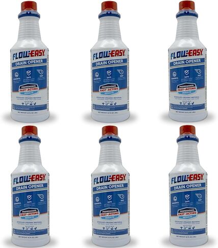 Flow-Easy Professional Virgin Sulfuric Acid Drain Opener – 6 Pack (32oz Bottles) – Fast-Acting Liquid Clog Remover for Grease, Hair, & Soap Scum – Septic Safe & Industrial Strength in Saudi Arabia