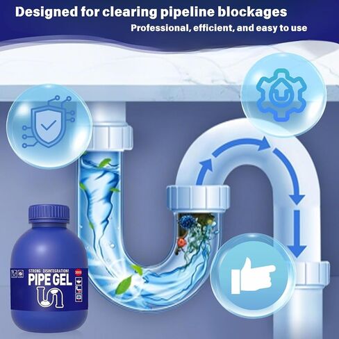 Pipe Gel, Pipe Drain Cleaner 10.6OZ, Professional Drain Opener for Kitchen Sink, Pipe Dredging Cleaner for Kitchen Sinks, Shower Drains, Tubs in Kuwait