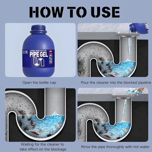 Pipe Gel, Pipe Drain Cleaner 10.6OZ, Professional Drain Opener for Kitchen Sink, Pipe Dredging Cleaner for Kitchen Sinks, Shower Drains, Tubs in Kuwait