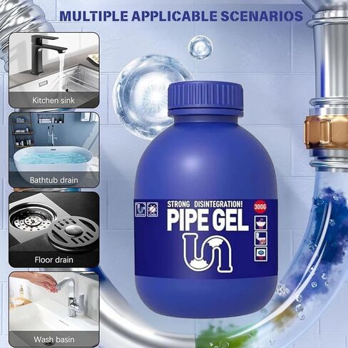Pipe Gel, Pipe Drain Cleaner 10.6OZ, Professional Drain Opener for Kitchen Sink, Pipe Dredging Cleaner for Kitchen Sinks, Shower Drains, Tubs in Kuwait
