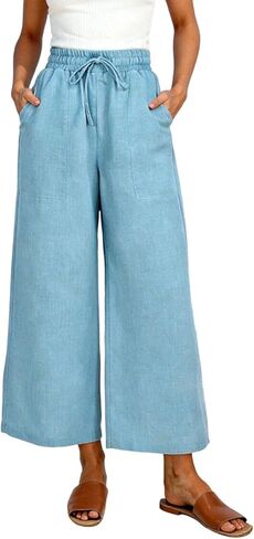 Womens Palazzo Capri Pants High Waist Wide Leg Flowy Capris Business Casual Cropped Slacks Loose Travel Beach Pants in Saudi Arabia