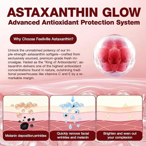Astaxanthin 12mg, 150 Softgels - 5 Month Supply, Astaxanthin Supplements Sourced from Fresh Microalgae, Non-GMO, Gluten Free, Easy to Swallow in Kuwait