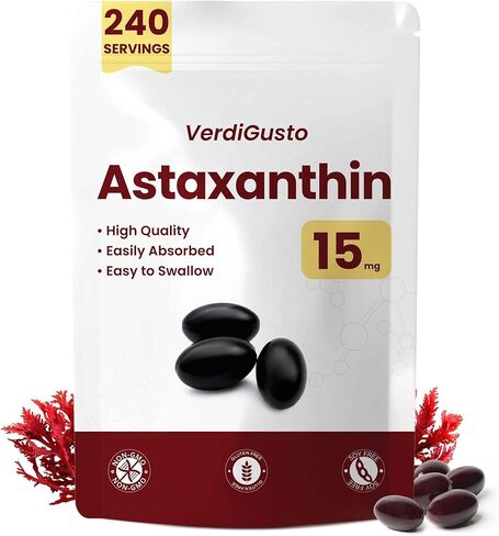 15mg Astaxanthin | 240 Softgels | Astaxanthin Supplements | 8 Month Supply | Antioxidant Support, Eye & Skin Health | Internal Circulation | Non-GMO, Gluten-Free, No Soy in Kuwait