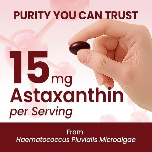 15mg Astaxanthin | 240 Softgels | Astaxanthin Supplements | 8 Month Supply | Antioxidant Support, Eye & Skin Health | Internal Circulation | Non-GMO, Gluten-Free, No Soy in Kuwait