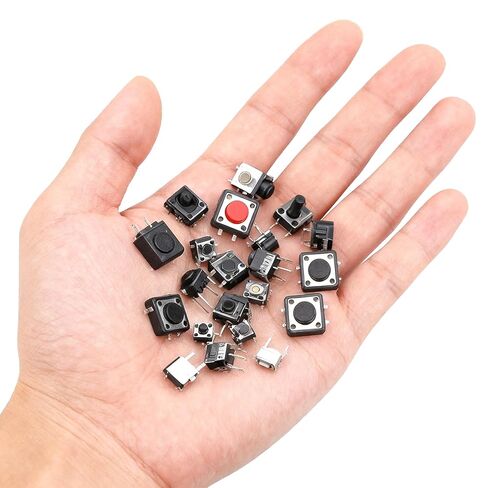 250Pcs Tactile Push Button Switch Kit, 25 Values SMD Micro Momentary Tactile Switch, 12V PCB Tactile Switch for Electronic DIY & Industrial Equipment in Saudi Arabia