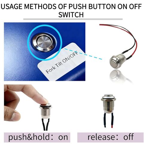 12mm Momentary Push Button Switch, High Head, Waterproof Metal On Off Switch with Pre-Wired Harness for Car, Boat, Truck (12V/24V/125V/250V) Push Button Switch Without Led 3pcs in Kuwait