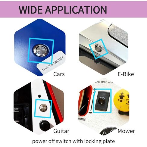 12mm Momentary Push Button Switch, High Head, Waterproof Metal On Off Switch with Pre-Wired Harness for Car, Boat, Truck (12V/24V/125V/250V) Push Button Switch Without Led 3pcs in Kuwait