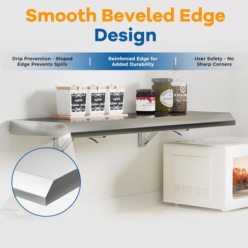 رف قابل للطي من الفولاذ المقاوم للصدأ مقاس 91.44 سم × 30.48 سم لشاحنة الطعام، رف امتياز قابل للطي للتقديم in Kuwait