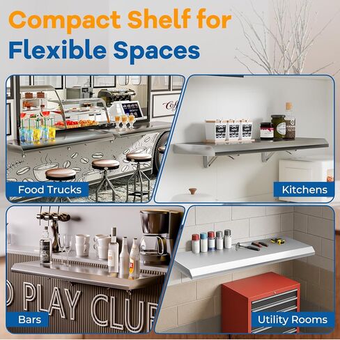 رف قابل للطي من الفولاذ المقاوم للصدأ مقاس 91.44 سم × 30.48 سم لشاحنة الطعام، رف امتياز قابل للطي للتقديم in Kuwait