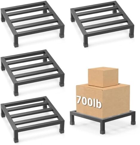 4 عبوات من رفوف Dunnage مقاس 13.8 بوصة × 13.8 بوصة × 3.9 بوصة بسعة 1000+ رطل، رف تخزين معدني خالٍ من التجميع، رف تخزين خارج الأرض في مطابخ المطاعم والجراجات والمزيد in Saudi Arabia