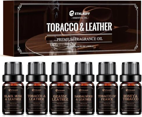 Men Essential Oils Set - | Leather, Sandalwood, Cologne, Smoke Tobacco Scents, Premium Fragrance Oils for Diffusers for Home, Candles & Aromatherapy Gifts for Him in Kuwait
