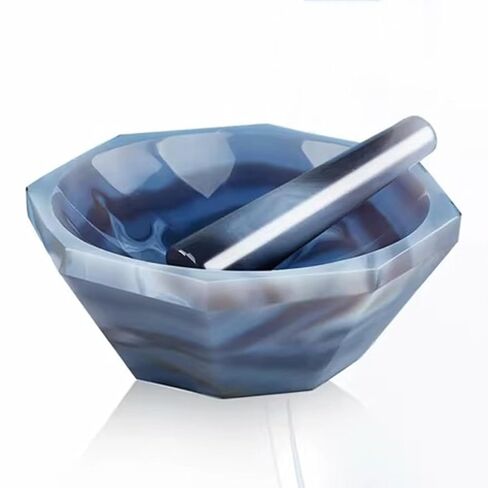 Natural Agate Mortar and Pestle Set, Natural Agate Grinder, Hardness 7-7.2, for Lab Research Grinding Polished(130mm) in Saudi Arabia