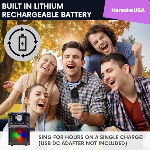 OGQ410 مشغل كاريوكي MP3 محمول مع بلوتوث ونظام PA وبطارية مدمجة قابلة للشحن | مكبر صوت مضيء مع تأثيرات LED ومدخلات ميكروفون مزدوجة وتشغيل USB وبث لاسلكي in Kuwait