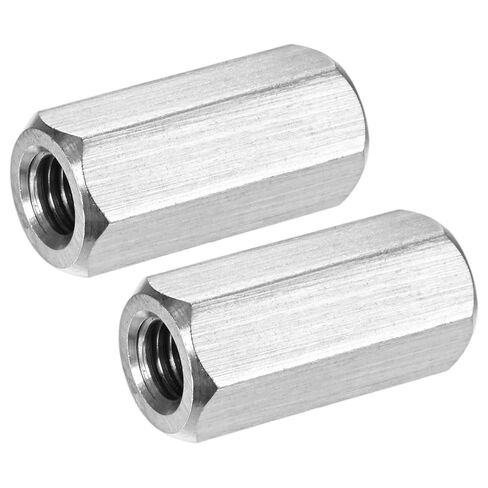2-Pack 3/8"-16 UNC Hex Coupling Nuts, 1.38" Length 304 Stainless Steel Fully Threaded Rod Coupling Nut, Studding Connector Fasteners for Industrial/Mechanical[Silver Tone] in Saudi Arabia