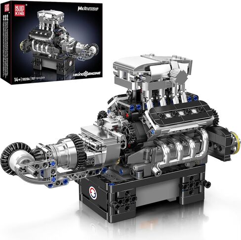 Mould King 10204 V8 Engine Model That Works - Build Your Own V8 Engine Toy, 8-Cylinder Petrol Car Engine Replica Model Building Kit for Adult (750 PCS) in Kuwait