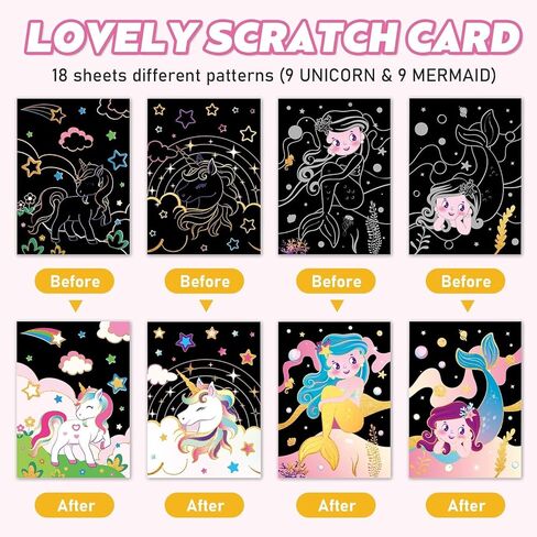 WERNNSAI Scratch Art Kit for Kids - 30 Pcs Magic Scratch Off Paper for Boys Dinosaur Space Theme Art Supplies Colorful Drawing Art Craft with Wooden Stylus Kids Party Christmas Gift in Kuwait