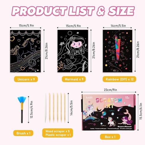 WERNNSAI Scratch Art Kit for Kids - 30 Pcs Magic Scratch Off Paper for Boys Dinosaur Space Theme Art Supplies Colorful Drawing Art Craft with Wooden Stylus Kids Party Christmas Gift in Kuwait