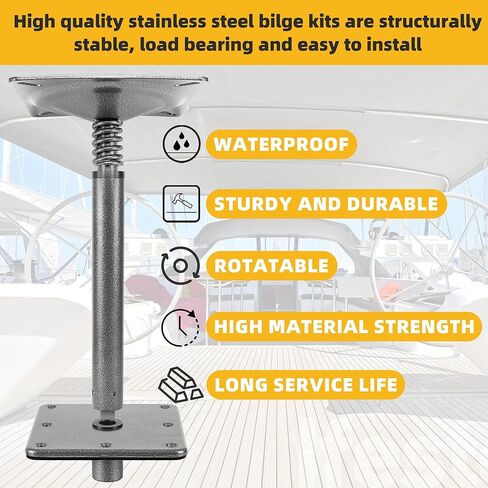 2PCS Boat Seat Pedestal Mount Kit – 3/4" Pin Post & 7x7 Base Plate – Adjustable Height for Pontoon, Fishing, and Bass Boats – Heavy-Duty Marine-Grade Pedestals and Bases in Kuwait