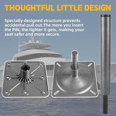 2PCS Boat Seat Pedestal Mount Kit – 3/4" Pin Post & 7x7 Base Plate – Adjustable Height for Pontoon, Fishing, and Bass Boats – Heavy-Duty Marine-Grade Pedestals and Bases in Kuwait