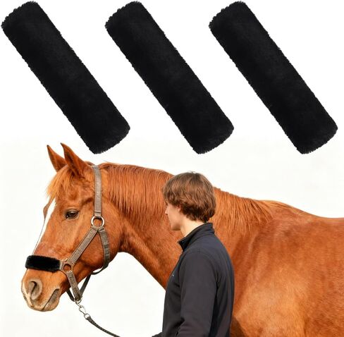 Horse Halter Noseband Cover, Black Noseband Cover for Horse, Bridle Nose Band Padded Replacement Accessories in Kuwait