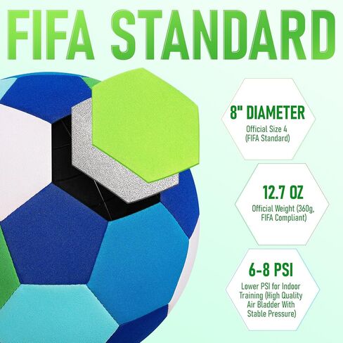 Indoor Soccer Ball Size 4 – Soft, Safe & Silent Sport Toy Ball for Indoor and Yard Play – Colorful Birthday, Soccer Gift & Easter Basket Stuffers for Toddlers, Kids, Boys & Girls Ages 3-5, 5-8, 8-12 in Saudi Arabia