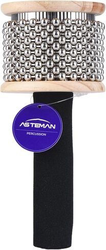 Asteman Professional Cabasa - آلة قرع أفريقية يتم هزها يدويًا مع خرز من الفولاذ المقاوم للصدأ، شاكر إيقاع لاتيني (8.46 × 5.12 × 5.12) in Kuwait
