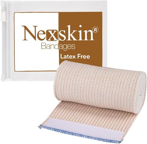 غلاف ضمادة مطاطية ممتازة (4 × 1) - أربطة ضغط خالية من اللاتكس من Nexskin مثبتة بخطاف وحلقة في كلا الطرفين - ضمادات قابلة للغسل وقابلة لإعادة الاستخدام مدى الحياة in Kuwait