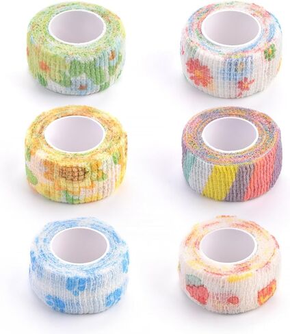 10 Rolls Self Adhesive Bandage Wrap Elastic Cohesive Bandage Cute Colorful Fruit Vet Tape Wrap for Athletic Sports Finger Wrist Ankle (10 Rolls-Geometry) in Saudi Arabia