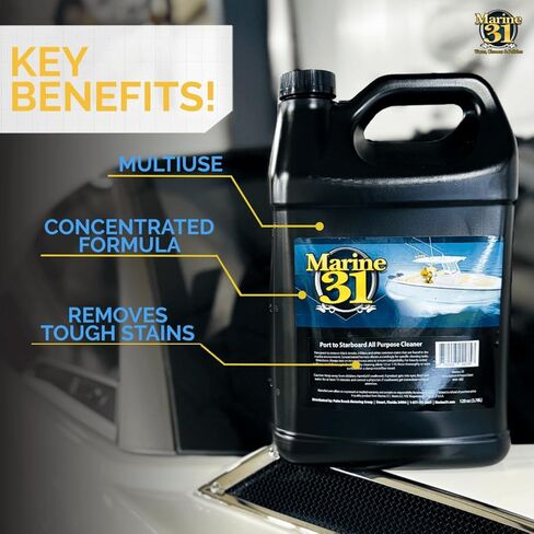 Marine 31 Port to Starboard All Purpose Cleaner | Multi-Surface Cleaner for Boats, Homes & More | Effective on Vinyl, Fabric, Rubber, Carpet & Upholstery | Concentrated Formula | M31-302-NEW | 128 Oz in Kuwait