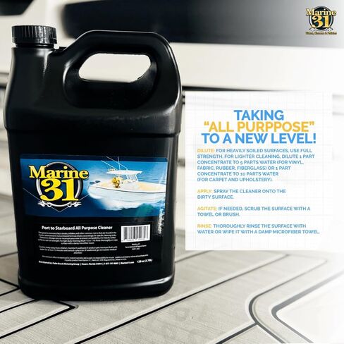 Marine 31 Port to Starboard All Purpose Cleaner | Multi-Surface Cleaner for Boats, Homes & More | Effective on Vinyl, Fabric, Rubber, Carpet & Upholstery | Concentrated Formula | M31-302-NEW | 128 Oz in Kuwait