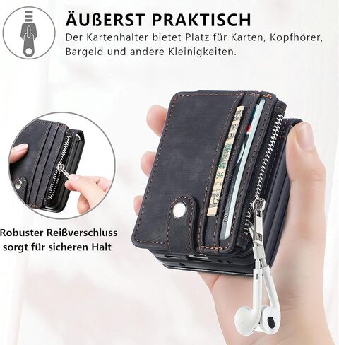 حالة محفظة ZcDaye لـ Samsung Galaxy Z Flip 5 Case ، Samsung Z Flip 5 (2023) Case ، Samsung Galaxy Z Flip 5 Case مع حامل بطاقة قابلة للإزالة - أسود in Kuwait