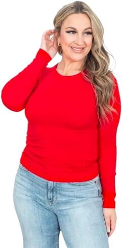 Kali Rose Base Layer Long Sleeve Top - Stretchy Ribbed Long Sleeve Top in Saudi Arabia