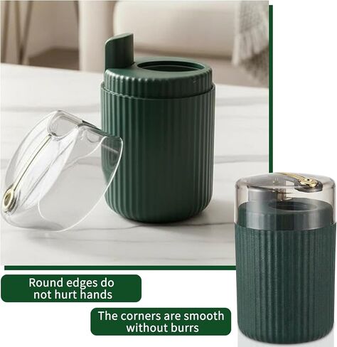 موزع أعواد الأسنان الأوتوماتيكي المنبثق - حامل أعواد أسنان محمول فاخر بضغطة زر، وعاء أعواد أسنان منبثق للاستخدام المنزلي والخارجي، موزع مدمج على الطاولة (أخضر داكن) in Kuwait