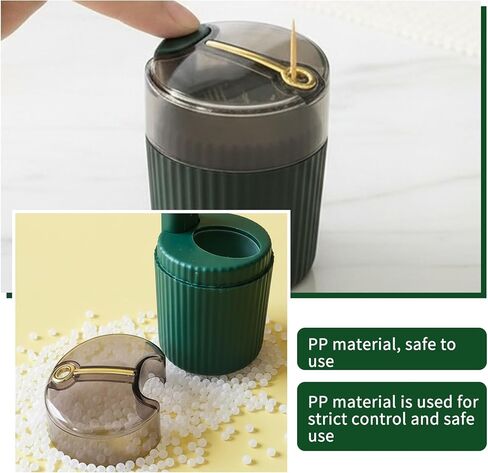 موزع أعواد الأسنان الأوتوماتيكي المنبثق - حامل أعواد أسنان محمول فاخر بضغطة زر، وعاء أعواد أسنان منبثق للاستخدام المنزلي والخارجي، موزع مدمج على الطاولة (أخضر داكن) in Kuwait