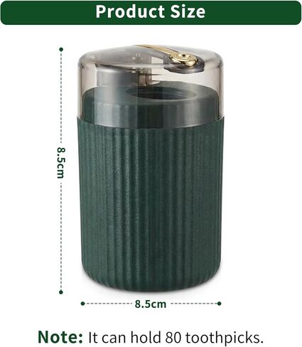 موزع أعواد الأسنان الأوتوماتيكي المنبثق - حامل أعواد أسنان محمول فاخر بضغطة زر، وعاء أعواد أسنان منبثق للاستخدام المنزلي والخارجي، موزع مدمج على الطاولة (أخضر داكن) in Kuwait