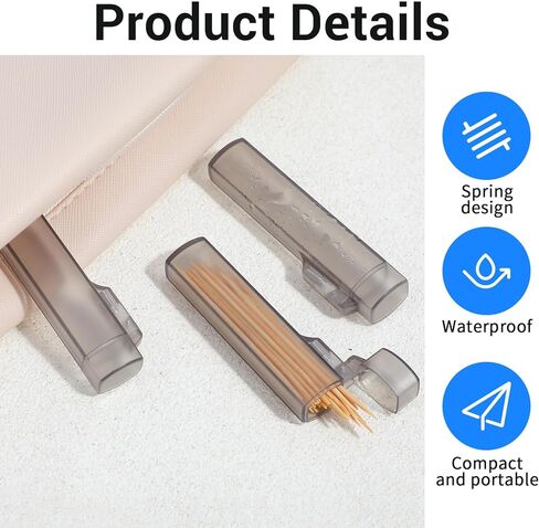 5Pcs Pocket Toothpick Holder, Toothpick Holder for Purse with Spring-Open Lid Design, Travel Toothpicks Holders Translucent Gray Case for Dental Floss Sticks and Small Essentials Storage in Saudi Arabia